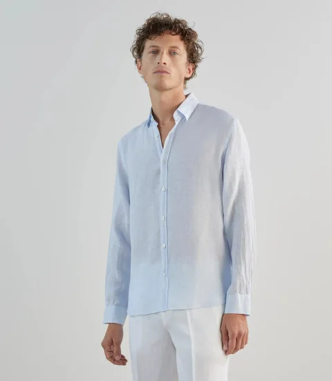 IZAC - Chemise 100% lin ciel