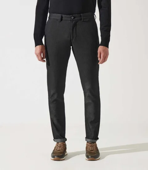 IZAC - Pantalon chino armuré noir VERREBI