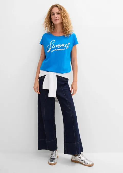 T-shirt avec inscription à sequins