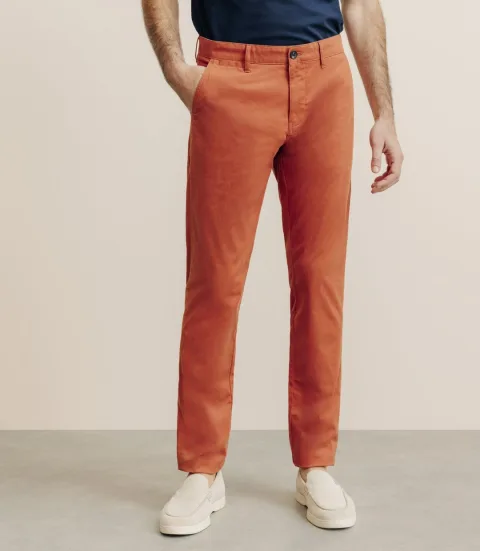 IZAC - Pantalon en coton stretch orange