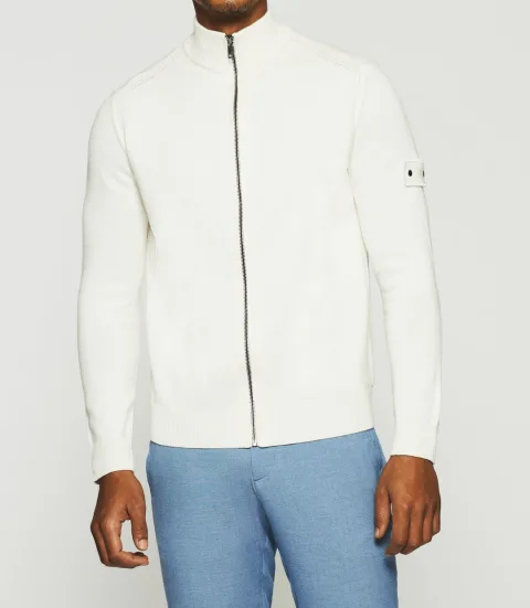 IZAC - Gilet zippé col montant écru DAN