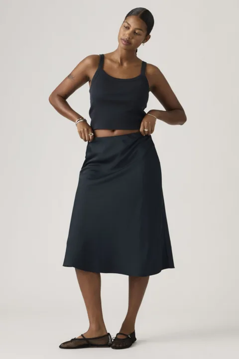 Levi's Jupe Mi Longue Fendue Ariel - Femme - Noir / Anthracite Night - XS