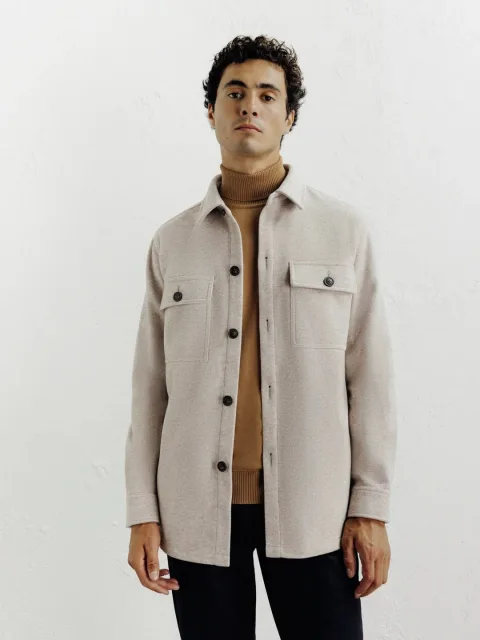 IZAC - Veste casual col chemise beige
