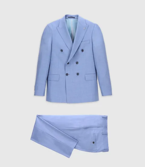 IZAC - Costume croisé bleu ciel