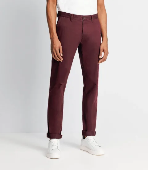 IZAC - Pantalon chino satin bordeaux
