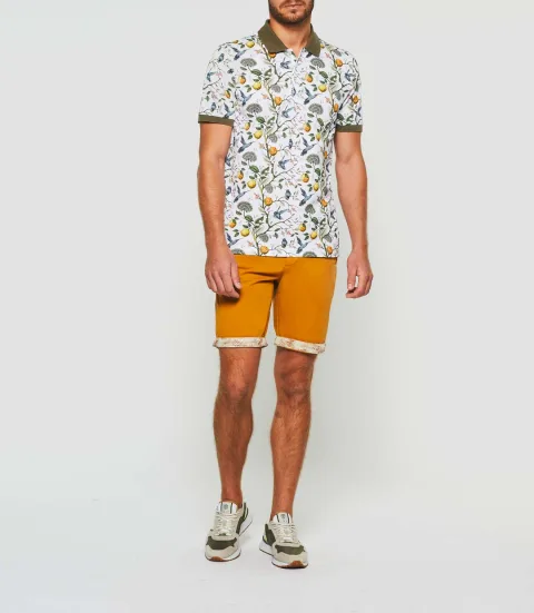 IZAC - Polo manches courtes blanc et kaki ''Gabi''