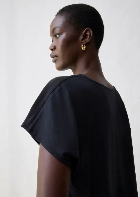 T-shirt avec soie et empiècement tissé