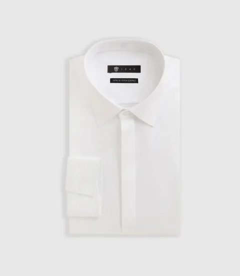 IZAC - Chemise en satin de coton blanc SATINCACHE
