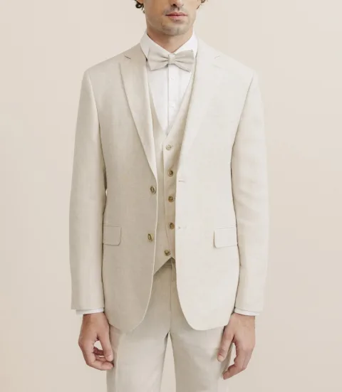 IZAC - Veste ville 100% lin séparable beige