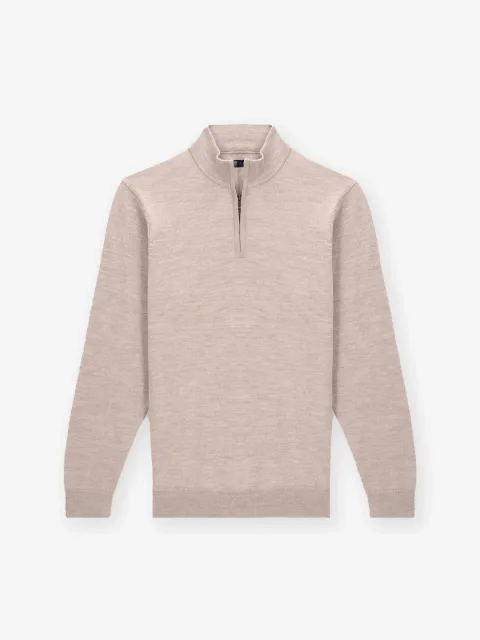 IZAC - Pull col zip beige rose