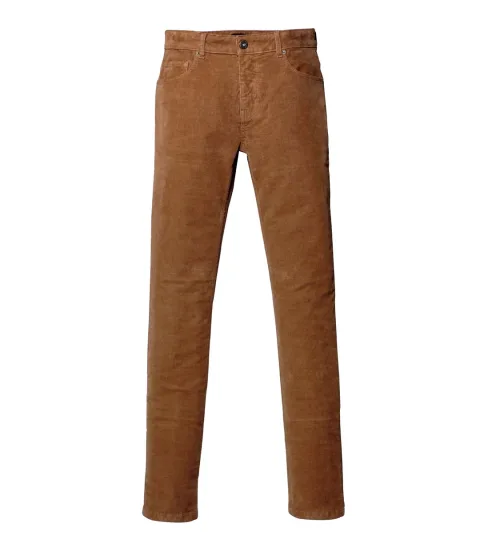 IZAC - Pantalon en velours camel ''Casino''