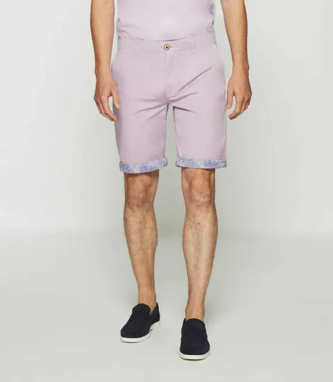 IZAC - Bermuda en coton stretch parme SLOWLY