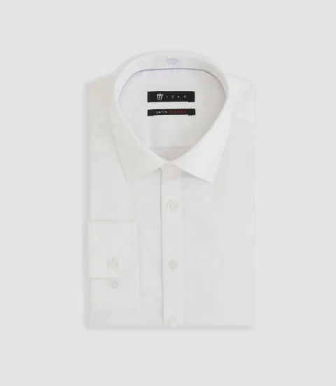 IZAC - Chemise en satin stretch blanche ''Sastretchbasic''