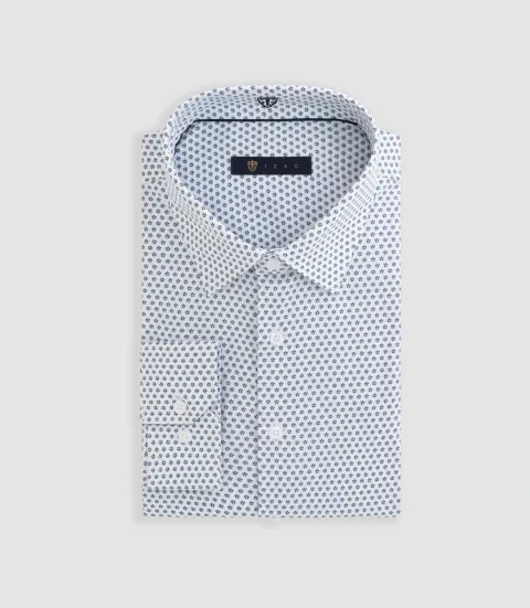 IZAC - Chemise à imprimé micro motif blanche ''Diego''