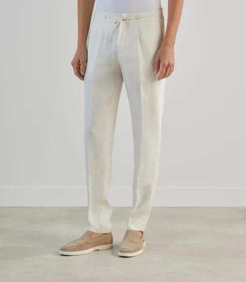IZAC - Pantalon ville 100 % lin écru