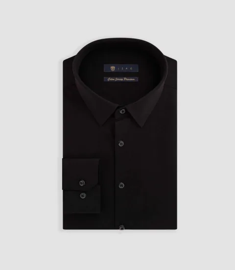 IZAC - Chemise en jersey de coton noir PYLAN