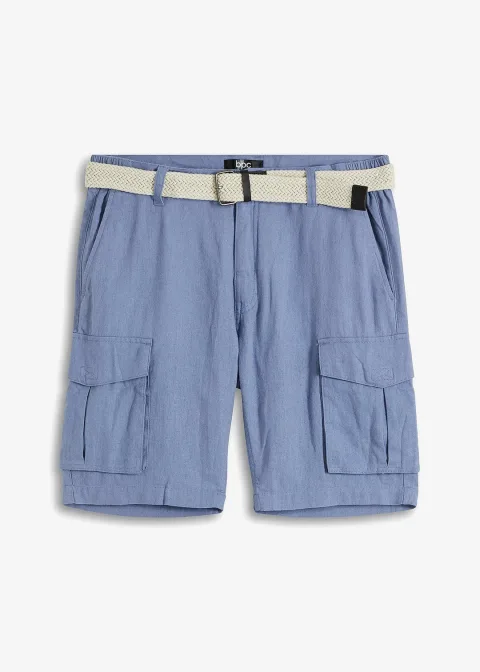 Bermuda cargo avec lin et ceinture, Regular
