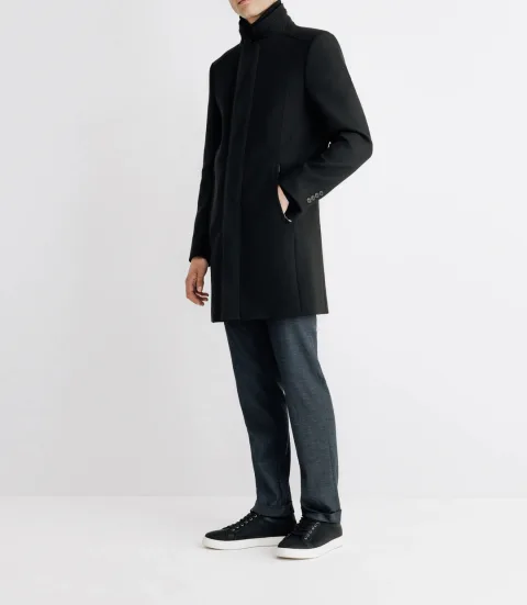 IZAC - Manteau ville droit à col montant noir