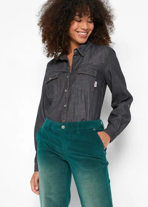 Pantalon large en velours côtelé extensible