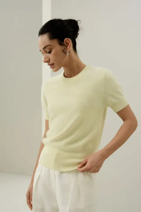 LILYSILK Femme Pull Cachemire Brossé Doux Confort Haut Manches Courtes Brumeux XL