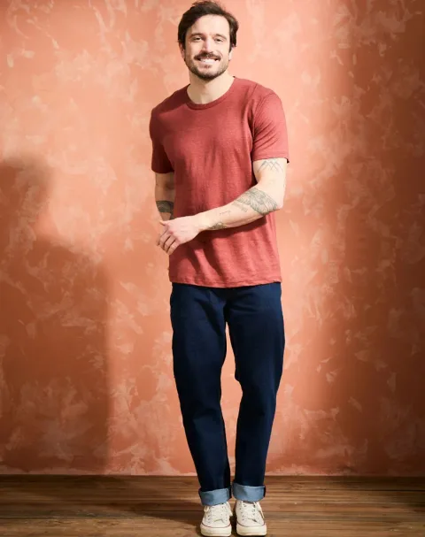 T-shirt homme 100% Lin - Terracotta - Lemahieu