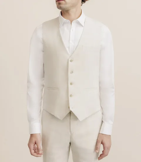 IZAC - Gilet 100% lin beige