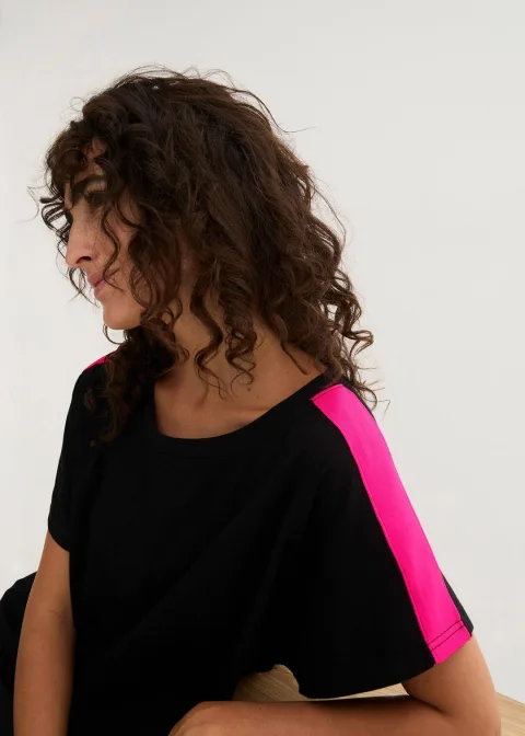 T-shirt 100% coton avec galon fluo