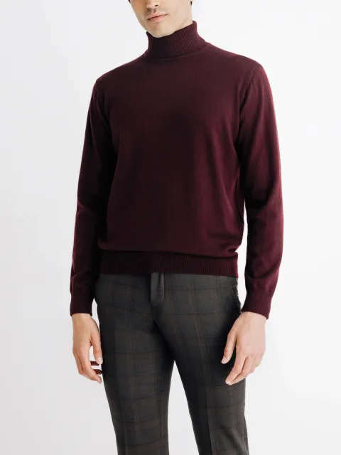 IZAC - Pull col roulé bordeaux