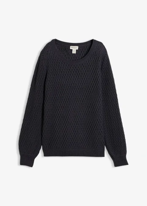 Pull en maille texturée de coton mélangé