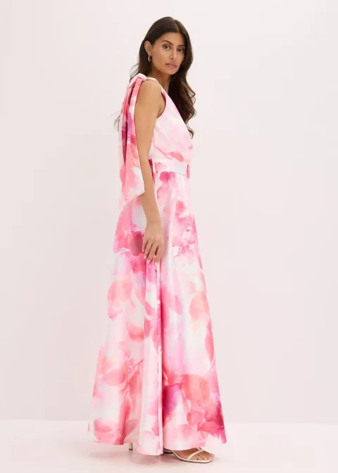 Robe asymétrique en satin brillant