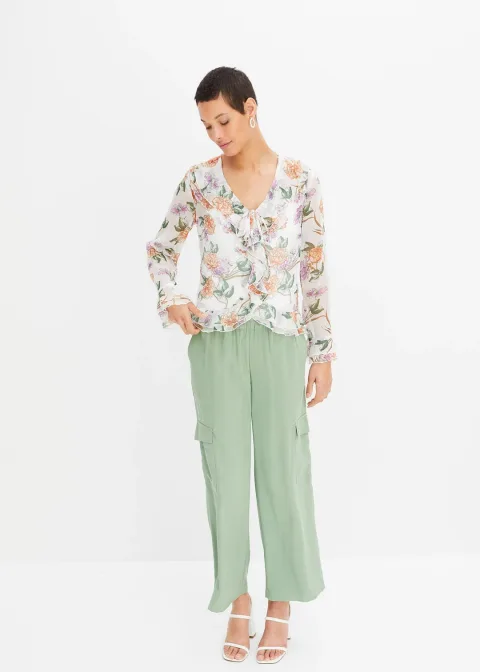 Blouse en mousseline à volants