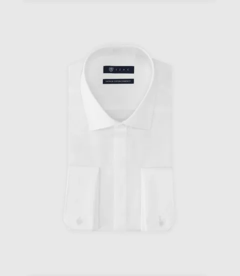 IZAC - Chemise avec bouton gravé blanche