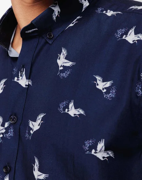 IZAC - Chemise casual manches courtes motif oiseaux