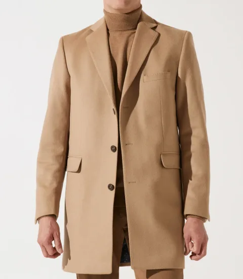 IZAC - Manteau en laine cachemire camel INDALECIO