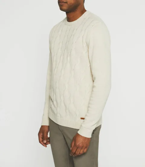 IZAC - Pull col rond laine-cachemire beige BENITO