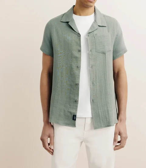 IZAC - Chemise gaze de coton kaki