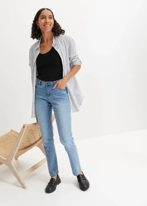 Jean droit taille mi-haute, extensible