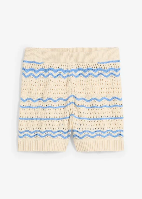 Short en maille aérienne coton et lin