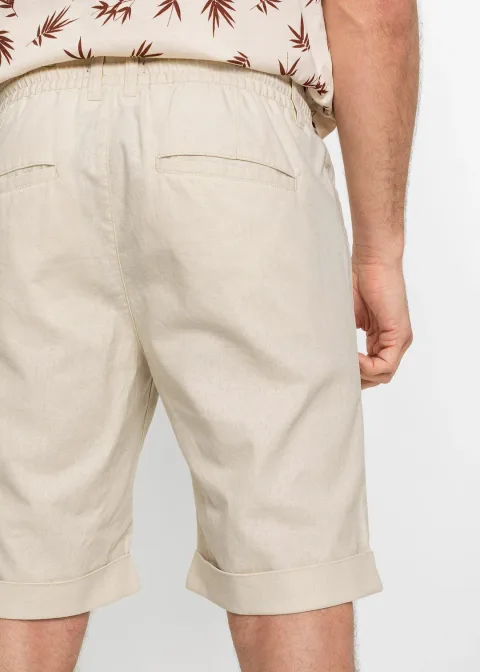 Bermuda à taille élastiquée en lin mélangé, regular
