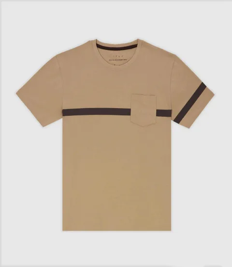 IZAC - T-shirt avec bande beige