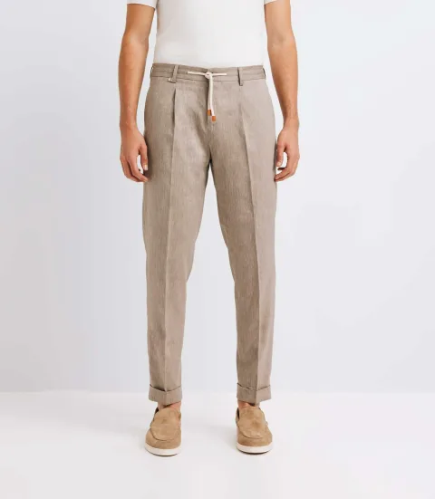 IZAC - Pantalon ville avec cordon taupe