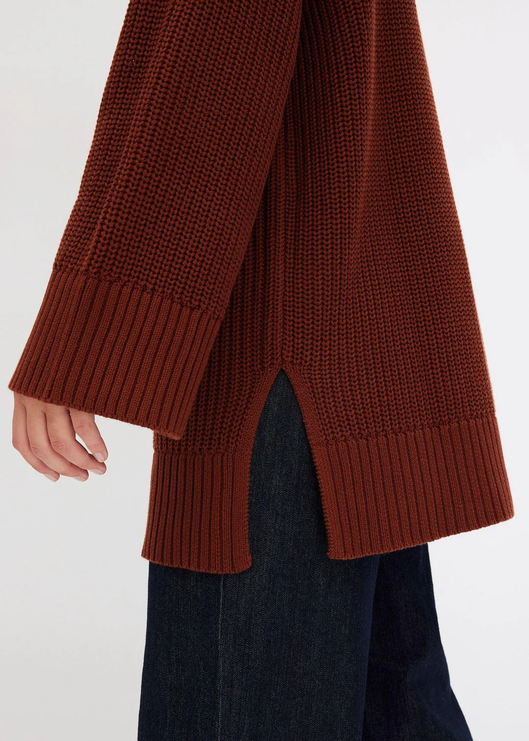 Pull col roulé oversize en coton mélangé - 3