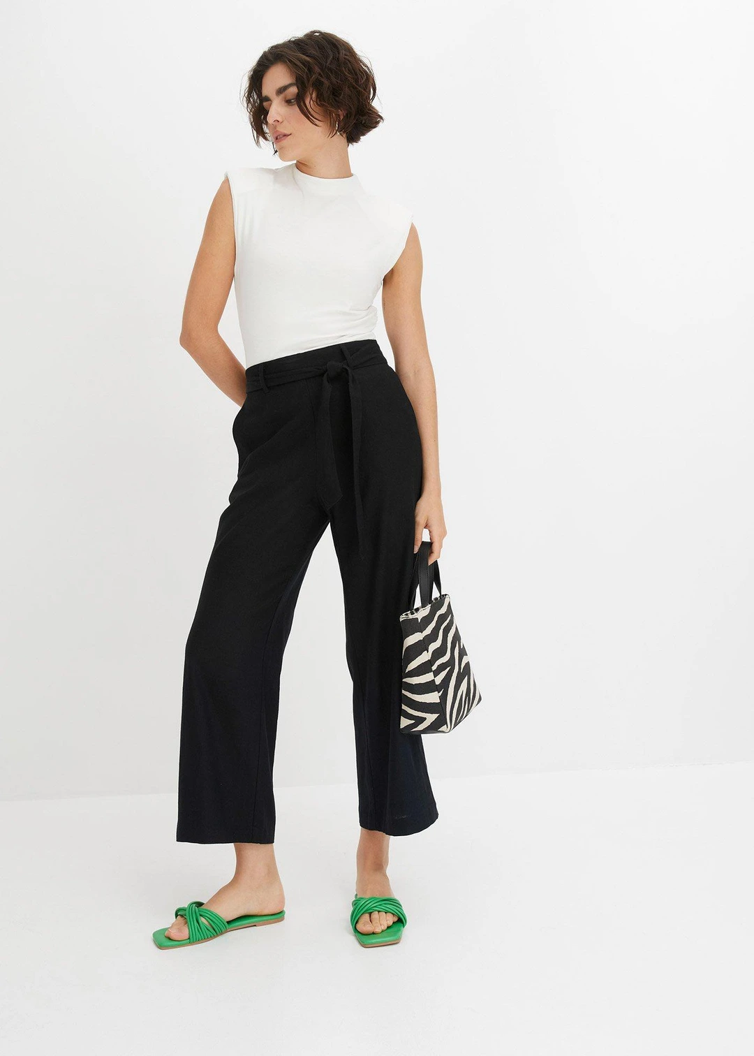 Pantalon large en lin mélangé - 2