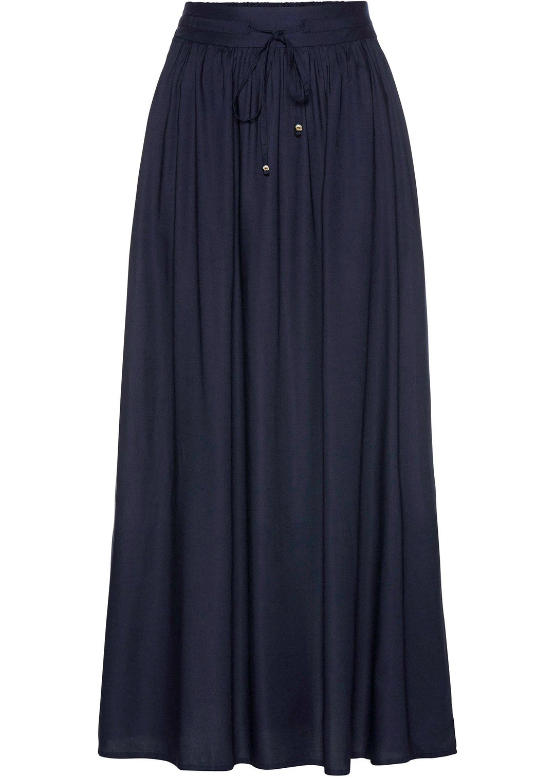Jupe longue en viscose avec taille élastique et lien à nouer