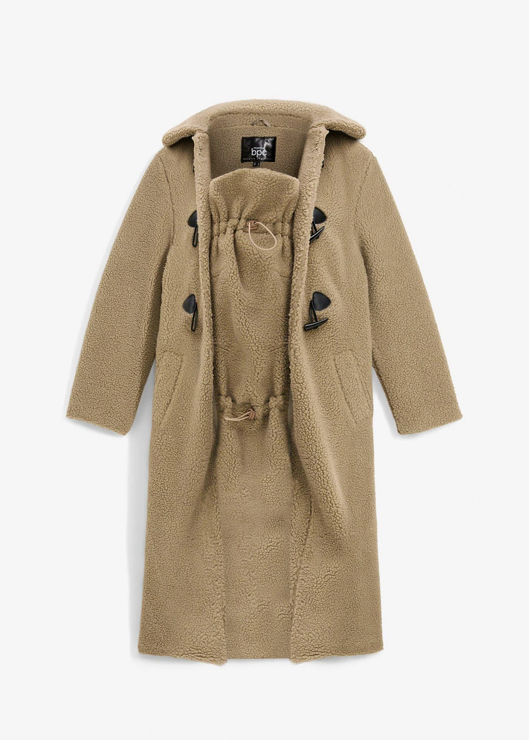 Manteau de grossesse en sherpa avec empiècement de portage