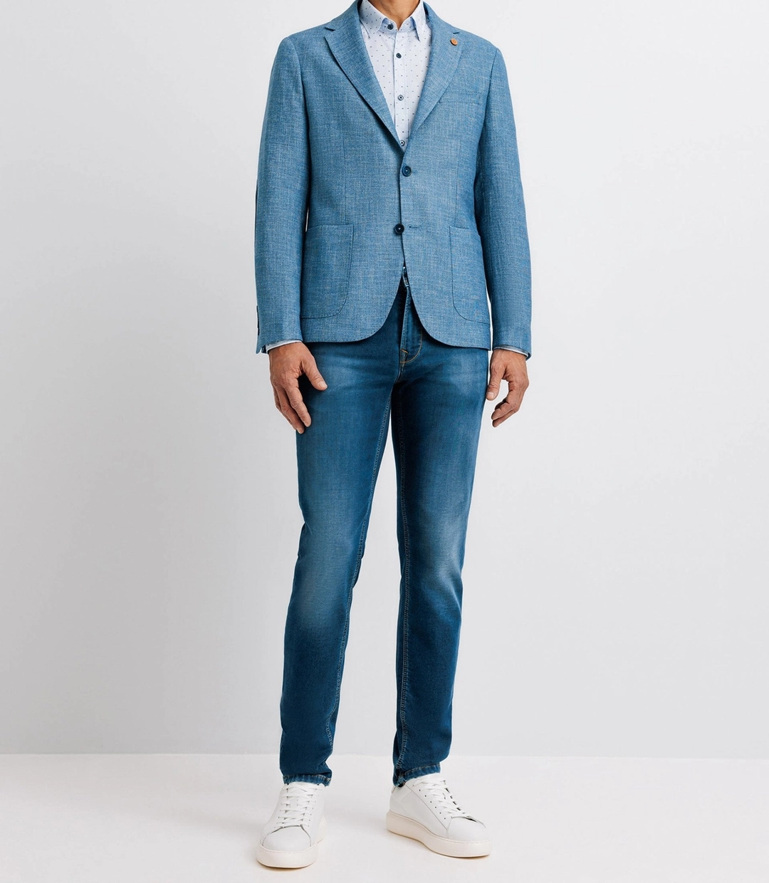 IZAC - Veste bleue en lin à coudières