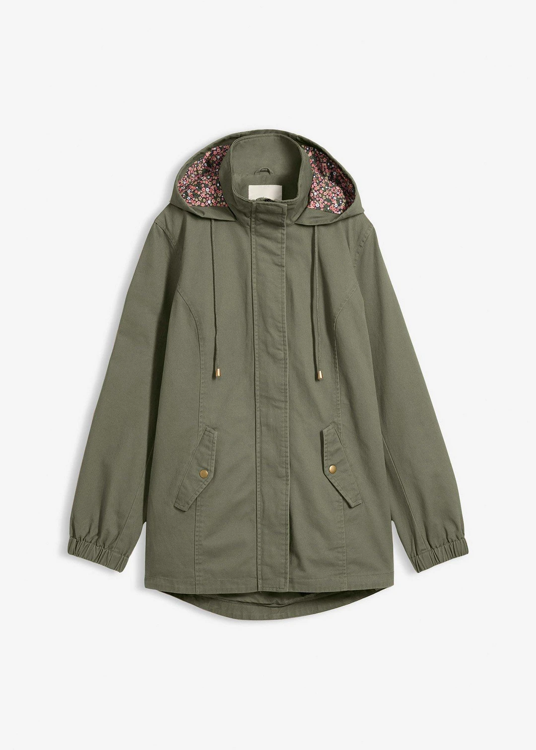 Parka de mi-saison en coton avec capuche imprimée