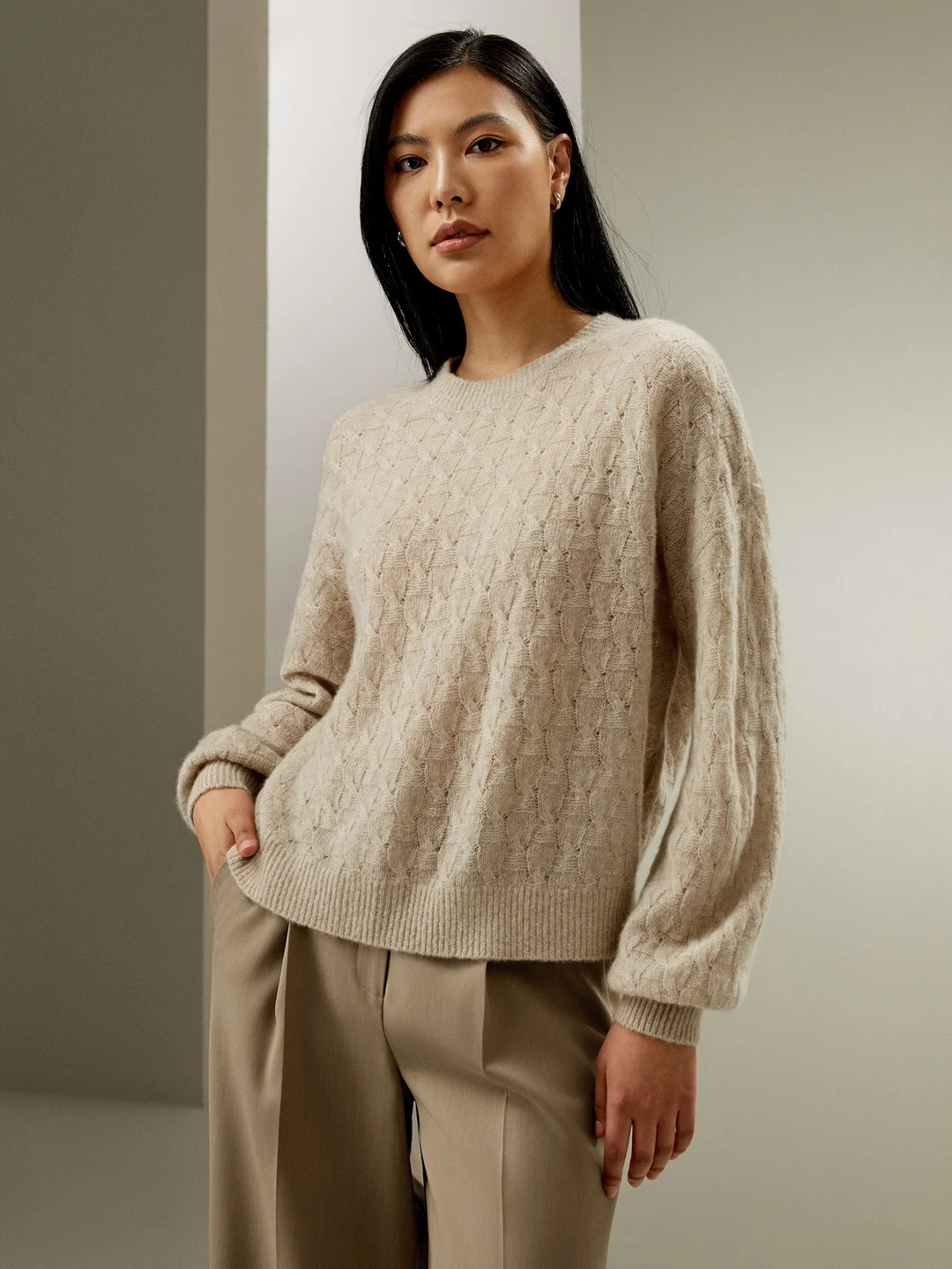 LILYSILK Pull Cachemire Femme À Porter De L'Automne À L'Hiver Soie-Cachemire Coupe Régulière Décontracté Et Confortable Vert Aqua Xs