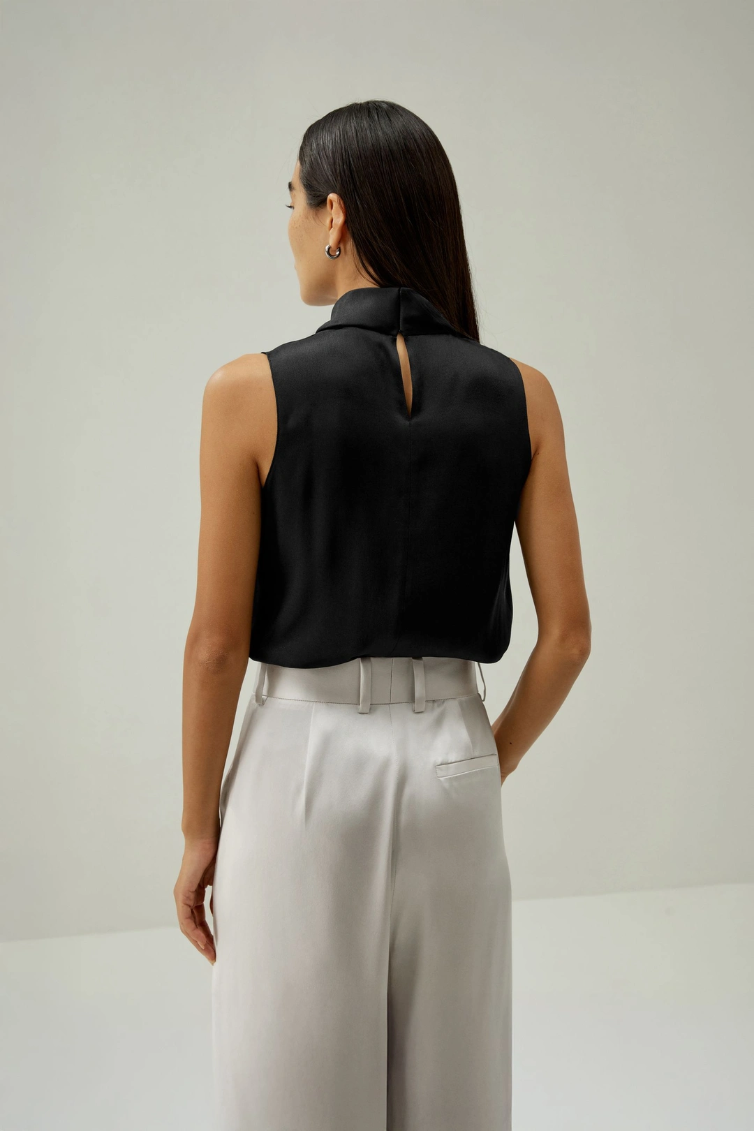 LILYSILK Haut En Soie Femme Trois Plis Sur L'Épaule Droite Soie De Haute Qualité Facile À Assortir Élégance Sans Effort Noir S