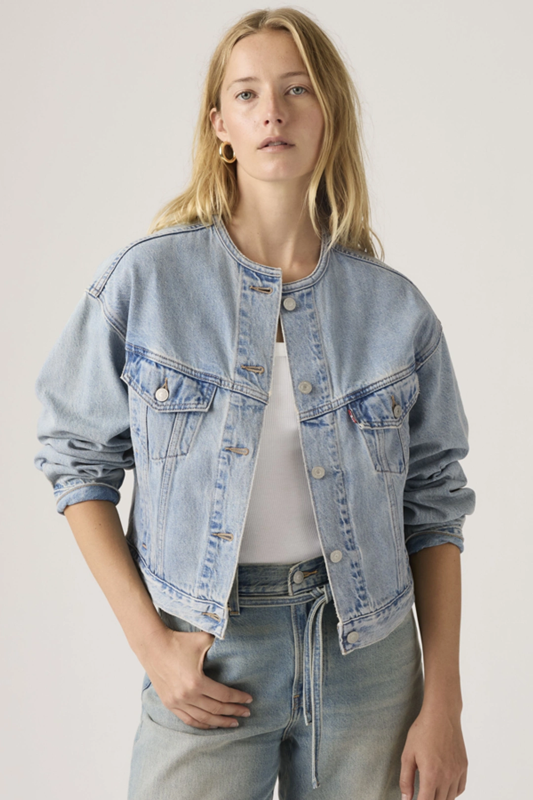 Levi's Veste Trucker Sans Col Shrunken ‘90s - Femme - Blanc / Tooth Fairy - L